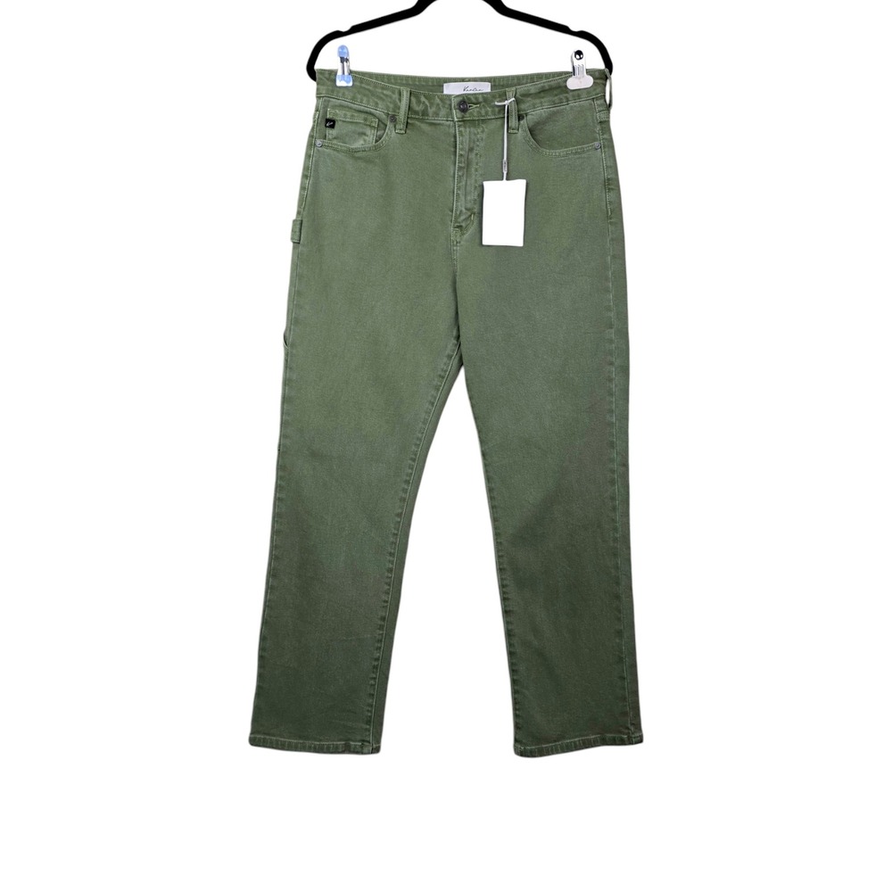 KanCan Women Green High Rise Straight Leg Denim Jeans Size 8 NWT